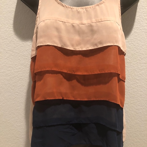 SOLD! Forever 21 TriColor Sleeveless Ruffle Top - Picture 1 of 6
